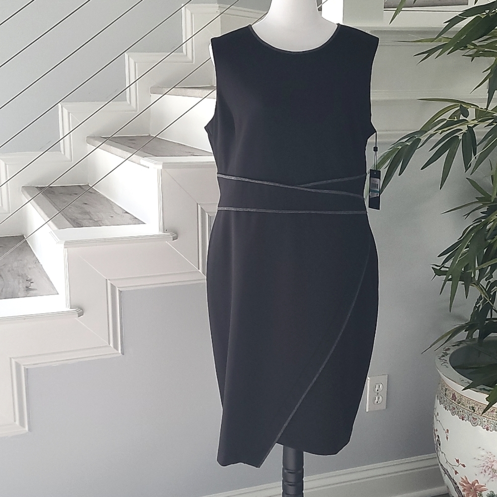 Tommy Hilfiger Asymmetrical Hem Sheath dress Black/Medium Charcoal grey.